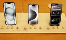 iPhone 15s on display