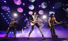 Gene Simmons, Tommy Thayer and Paul Stanley of KISS perform during the final show of KISS: End of the Road World Tour at Madison Square Garden on December 02, 2023 in New York City. 