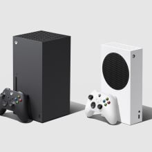 product images of Black Xbox Series X and white Series S