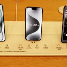 iPhone 15s on display