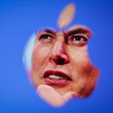 Elon Musk and Apple logo