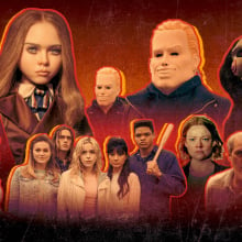 A range of characters from horror movies are seen next to each other in a composite image.