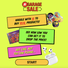 A screenshot of the AI Garage Sale project in bright retro design and colours.