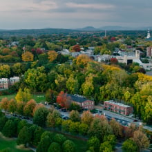 An overheard shot of Burlington in the fall.