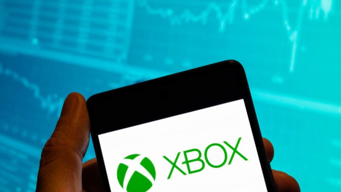 Xbox logo on phone screen