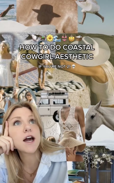 A TikTokker explaining the coastal cowgirl aesthetic.