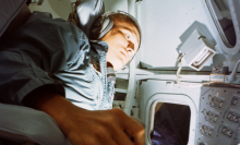 NASA astronaut Frank Borman during a training simulation in Houston, Texas, in 1967. The following year, Borman flew around the moon.