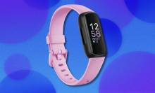 Fitbit Inspire 3 on blue and purple abstract background