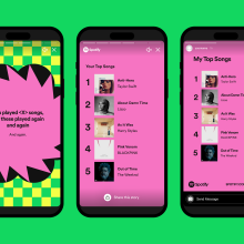 An example of someone's top songs on Spotify showed over three phone screens. 