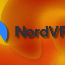NordVPN logo on abstract orange background
