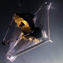 An artist's conception of the James Webb Space Telescope orbiting the sun, 1 million miles from Earth.