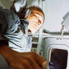 NASA astronaut Frank Borman during a training simulation in Houston, Texas, in 1967. The following year, Borman flew around the moon.