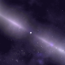 A conception of a pulsar emitting beams of energy into space.