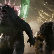 Godzilla and Kong running alongside each other.