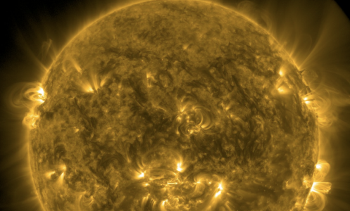 A recent image of the active sun captured by NASA's Solar Dynamics Observatory.