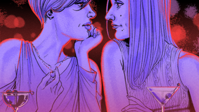An illustration of two people gazing lovingly at each other
